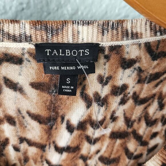 Talbots 100% merino wool animal print long sleeve cardigan - Picture 5 of 7